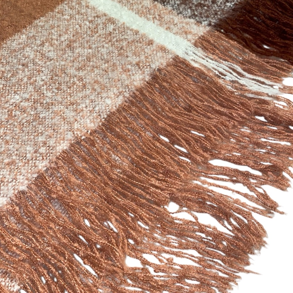 Cozy Large Scarf Wrap in Pink Blush Hues with Fringe - Picture 7 of 9